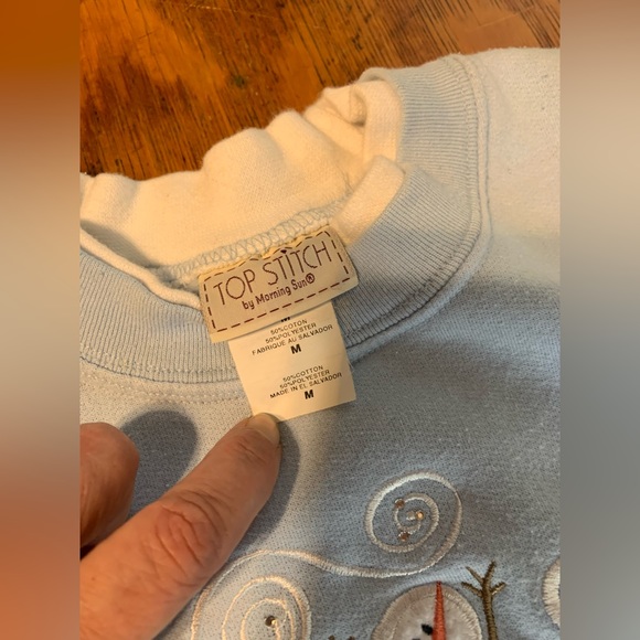 Vintage Top Stitch by Morning Sun Sweatshirt M Snowmen Snow Grandma FLAWS - Picture 12 of 15